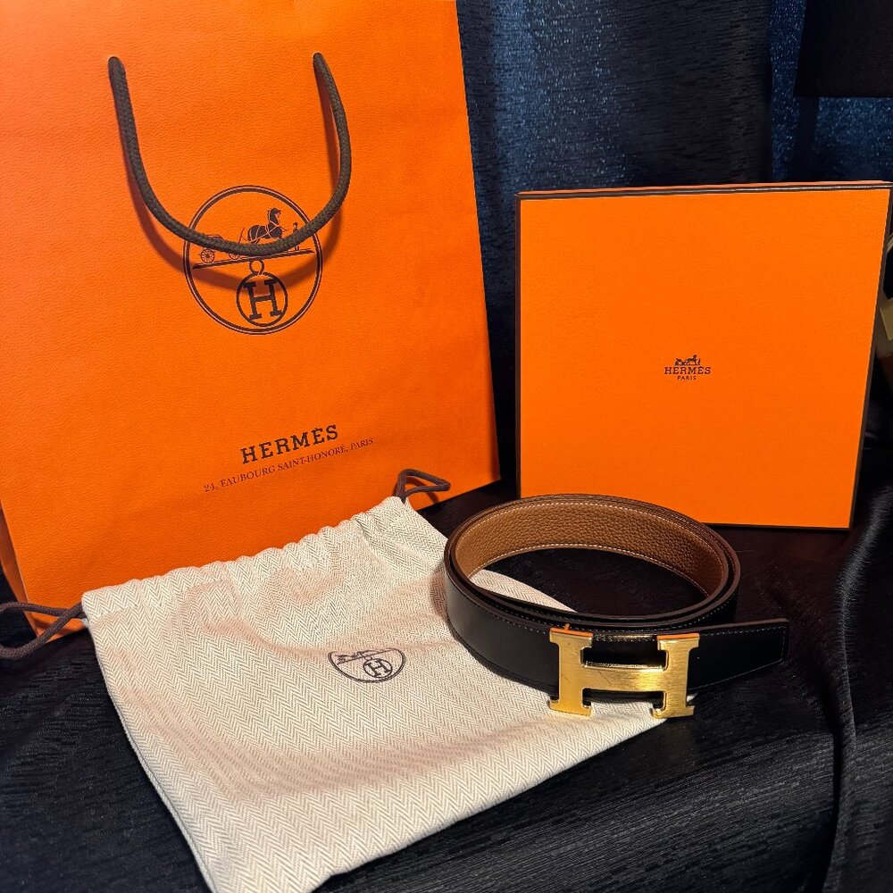 HERMES H Belt Buckle & Reversible Leather Belt